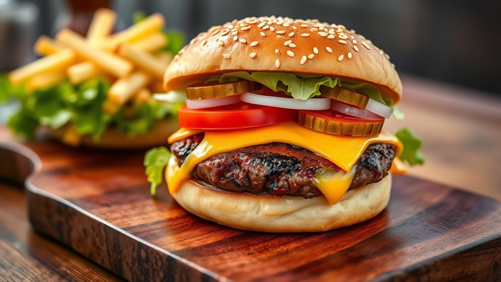 classic cheeseburger with toppings