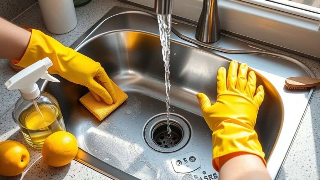 clean kitchen sink thoroughly