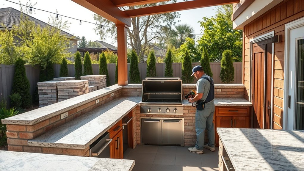 constructing an outdoor cooking area