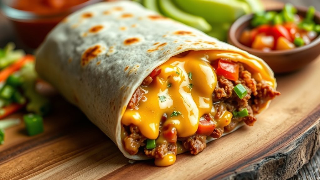 hearty cheesy beef burrito