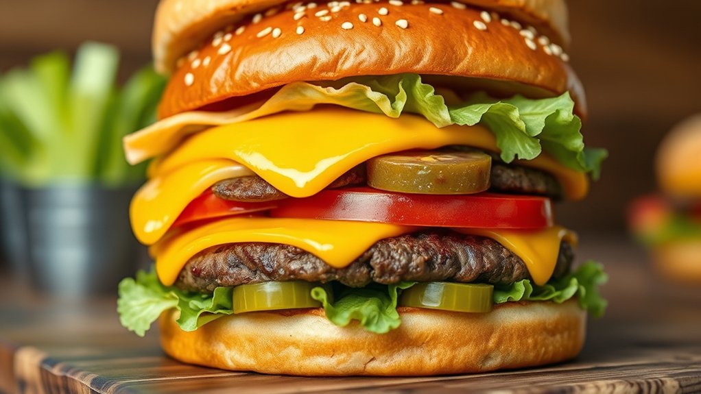 hearty double cheeseburger