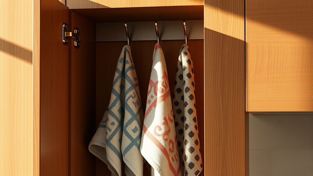 inside cabinet towel hooks