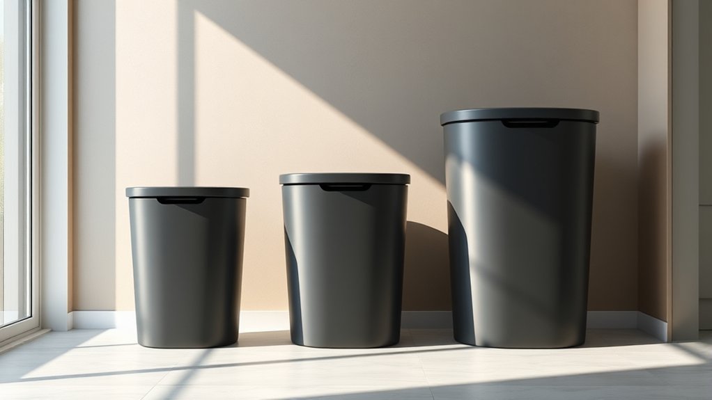 kitchen trash can sizes vary