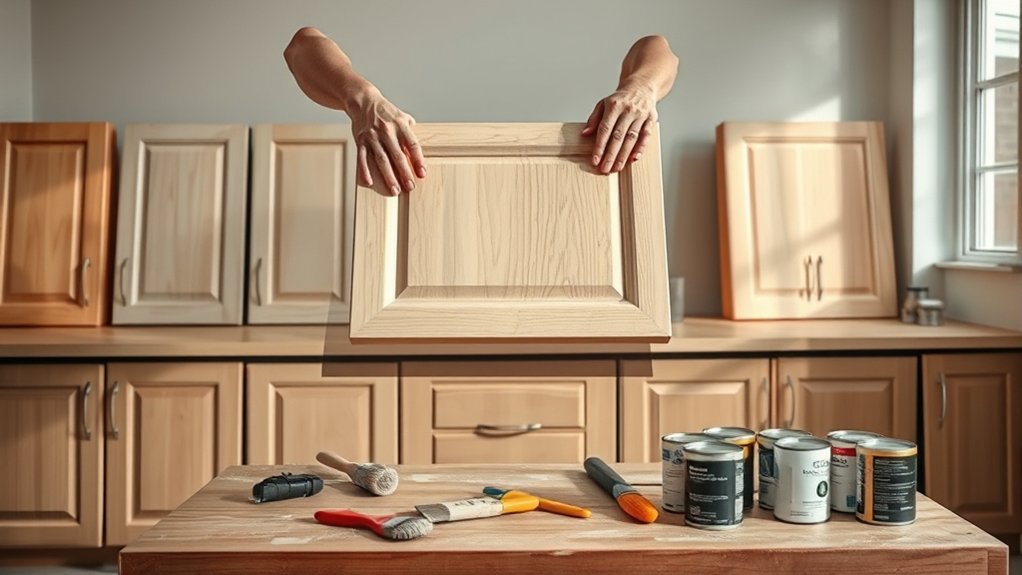 refinish cabinets in three