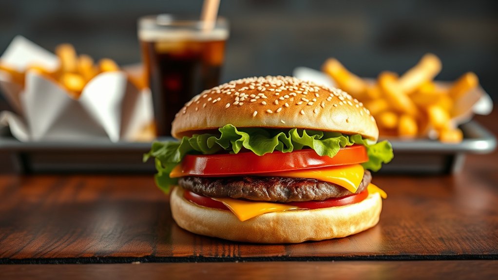 smaller flame grilled burger