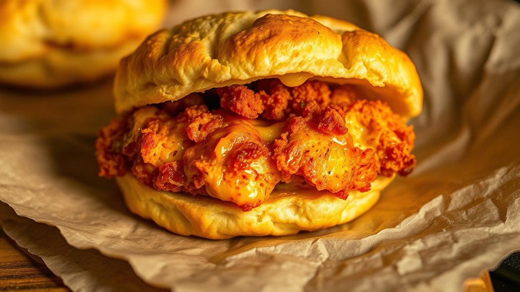 spicy juicy biscuit sandwich