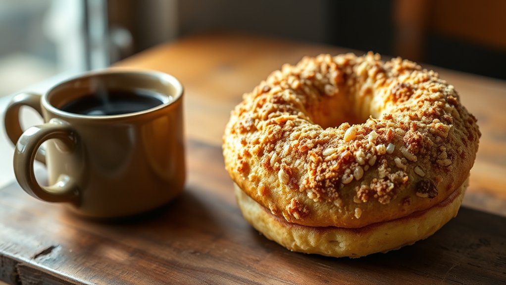 sweet cinnamon streusel bagel