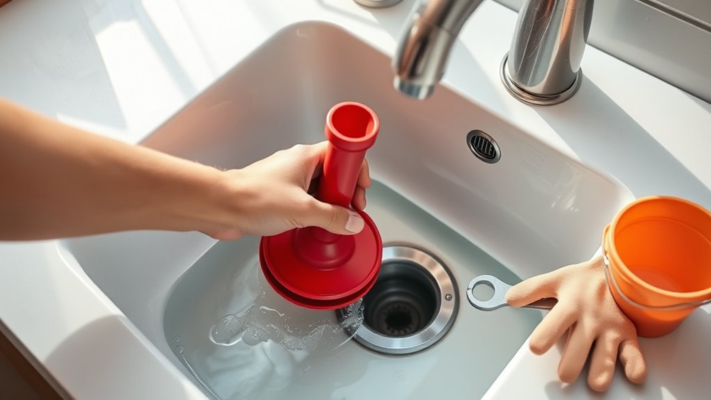 unclogging kitchen sink steps